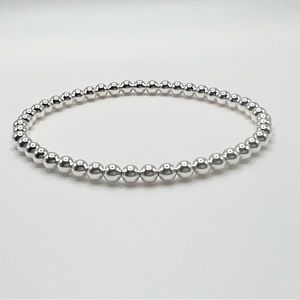 4mm Sterling Silver Beaded Bracelet